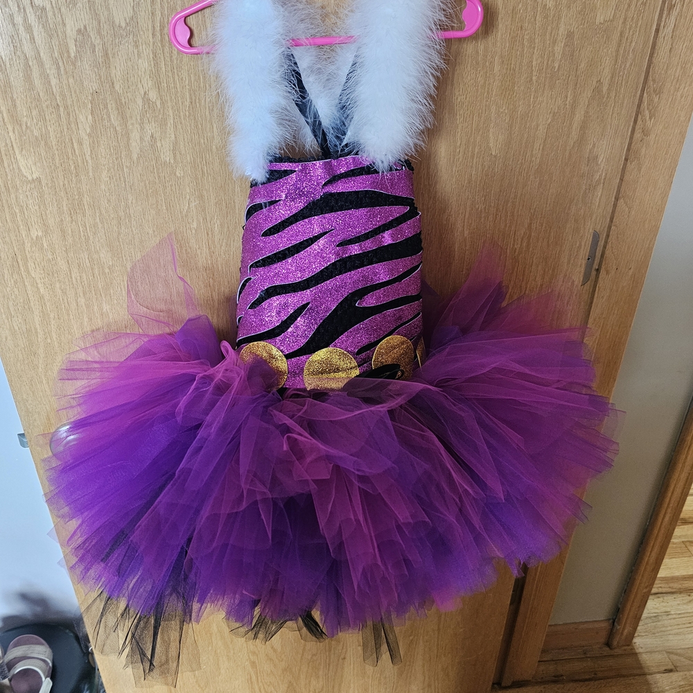 Monster High Chole Purple Zebra Kids Costume with Gold Accents